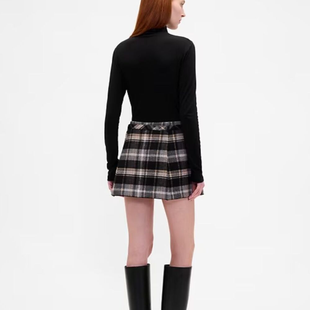 NEW 2025 GAP Wool-Blend Pleated Mini Skort with Belt Size M Dark Academia ($90)